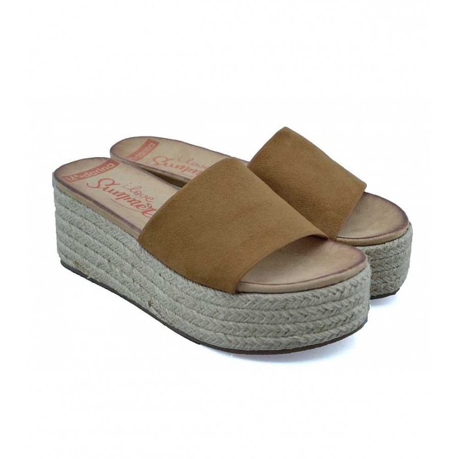 Women Calzaro Clogs|Sandals|Espadrilles | Jute Crib Sandal 381 Camel