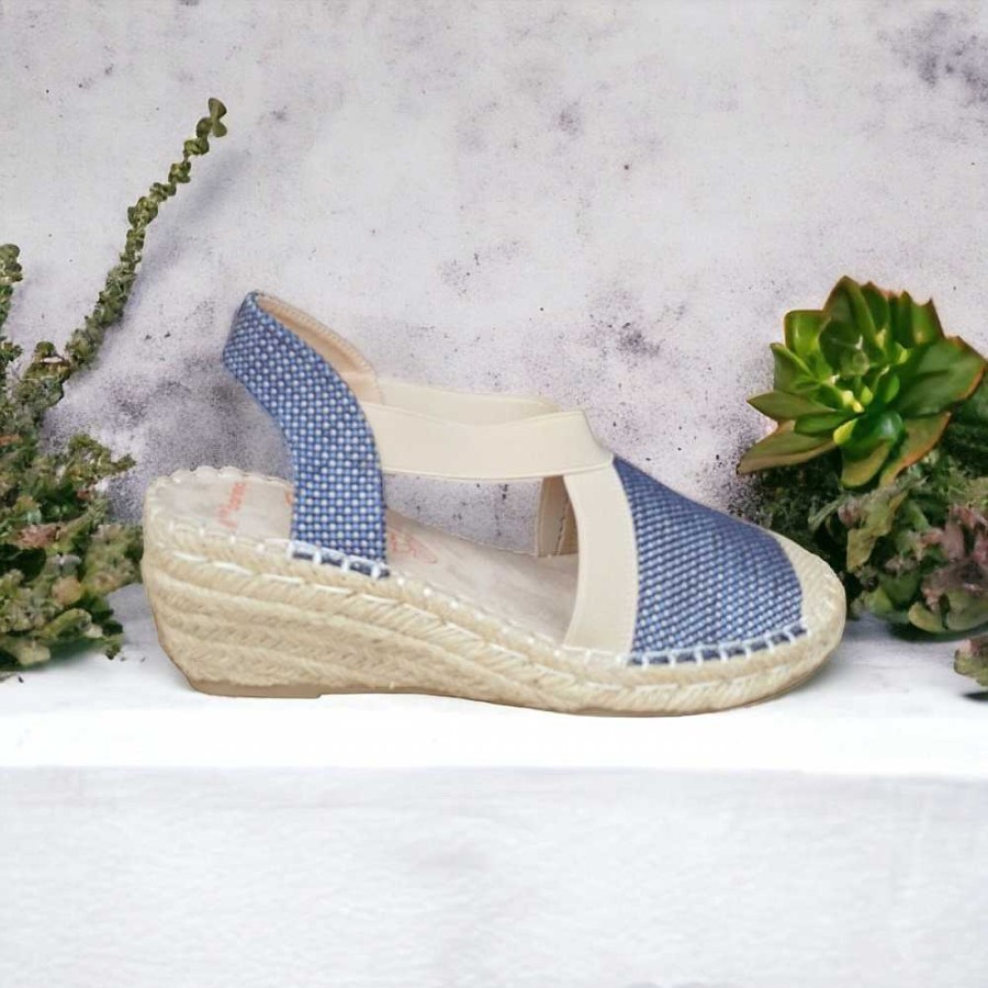 Women Calzaro Espadrilles | Half Jute Cradle Espadrille 750 Blue