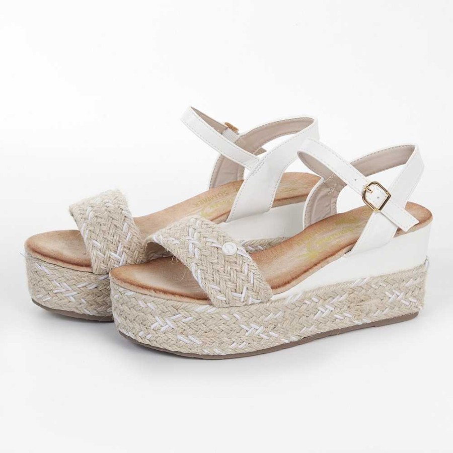 Women Calzaro Sandals|Espadrilles | Jute Crib Sandal 626 White