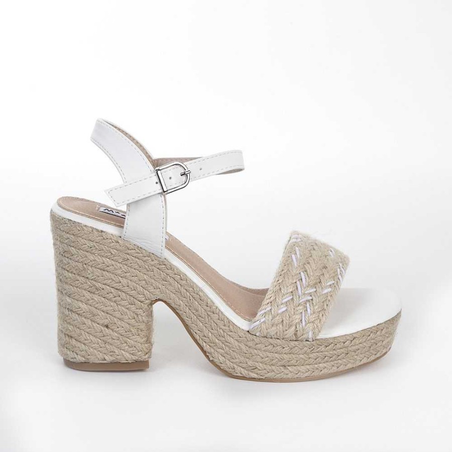 Women Calzaro Sandals|Espadrilles | Tacon Yute 602 White Beige Sandal