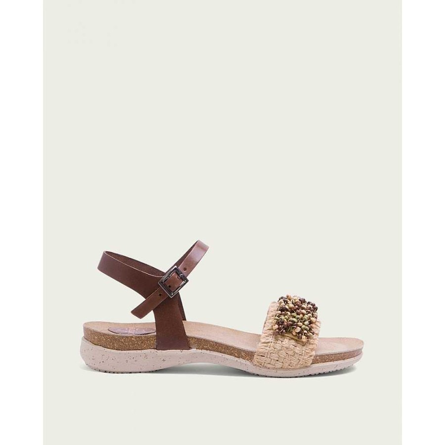 Women Calzaro Bios Sandals | Bio Leather Jute Mocha Dina Sandal 2882