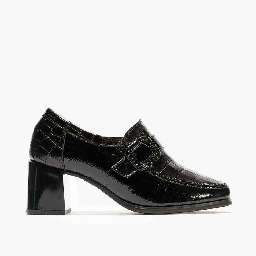 Women Calzaro Heeled shoes|Loafers|Comfort | Booted Shoe With Buckle 5403 For Women Black