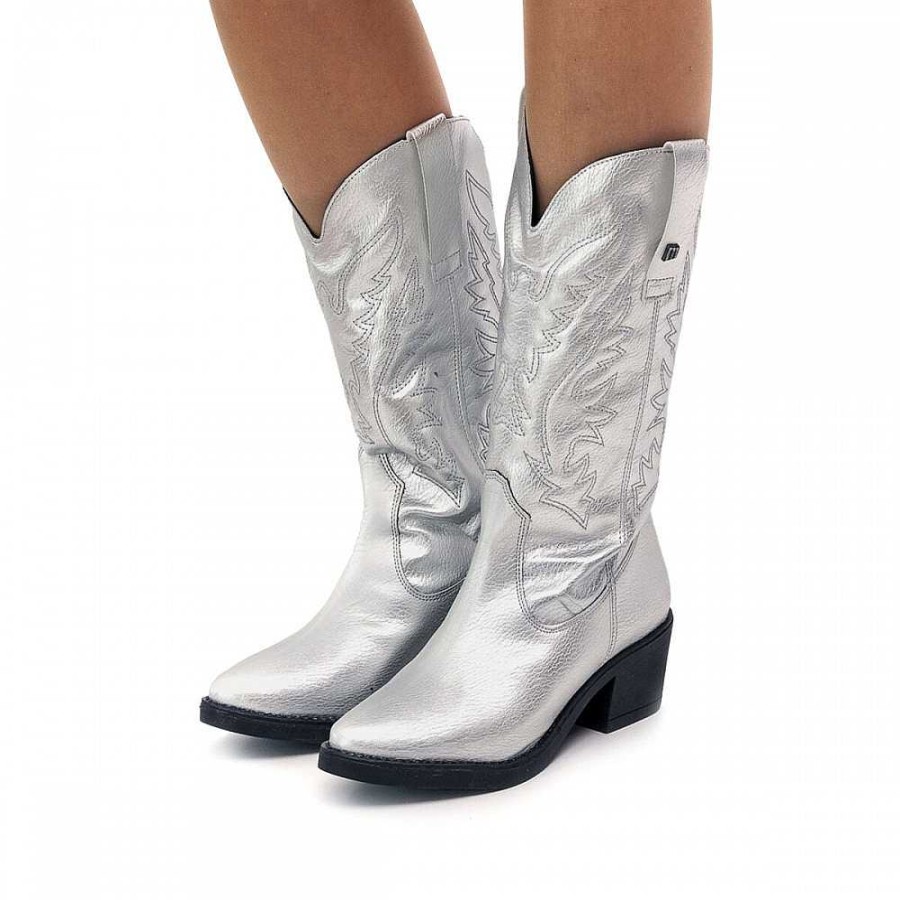 Women Calzaro Casual|Cowboy Boots|Boots and Ankle Boots Women|Low Boots and Ankle Boots | Heeled Country Boots 58964 Teo Silver