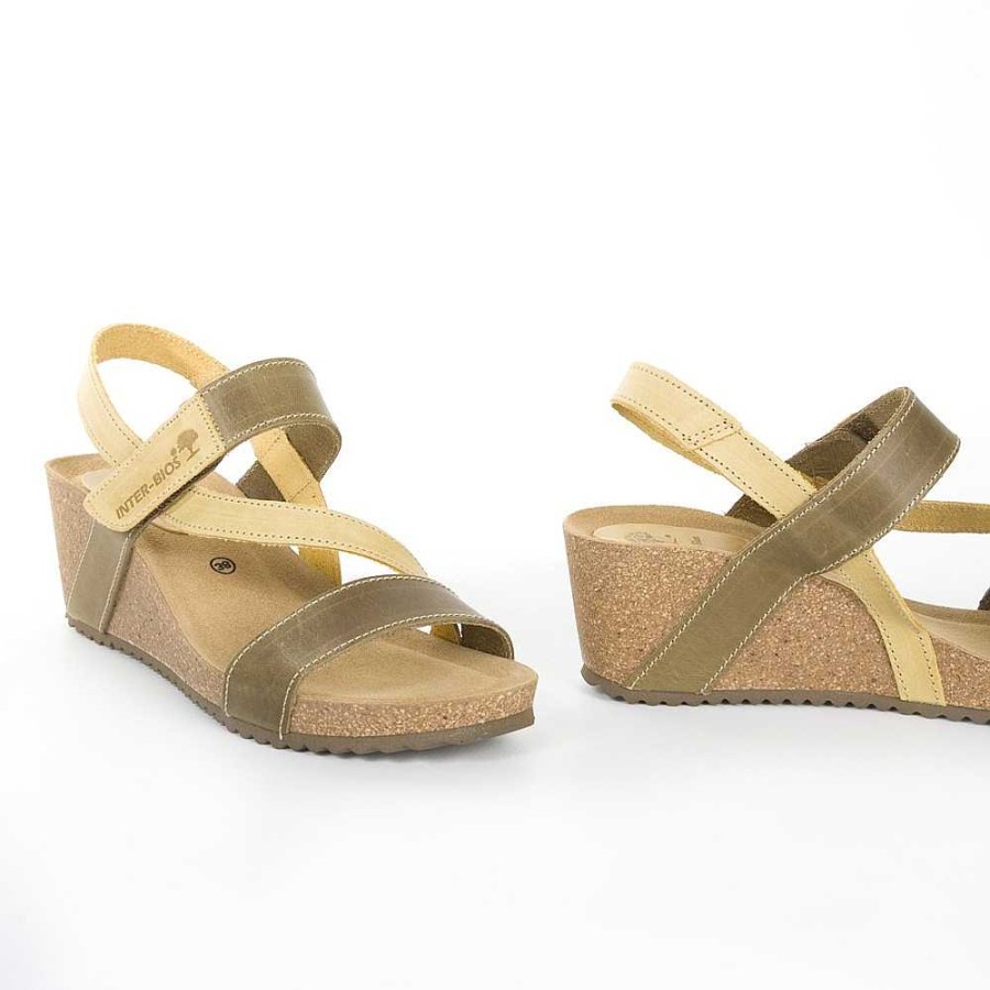 Women Calzaro Bios Sandals | Sandal 5635 Khaki And Mustard