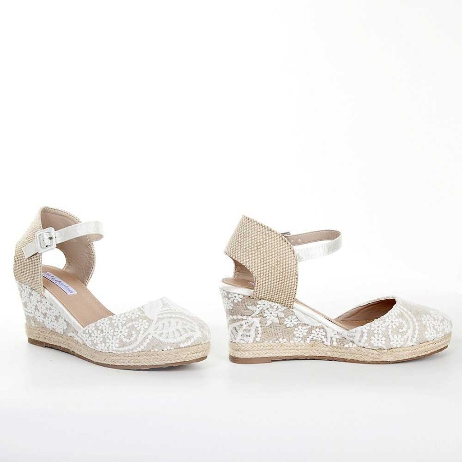 Women Calzaro Espadrilles | Esparto Sandal Crib Jute Sea White