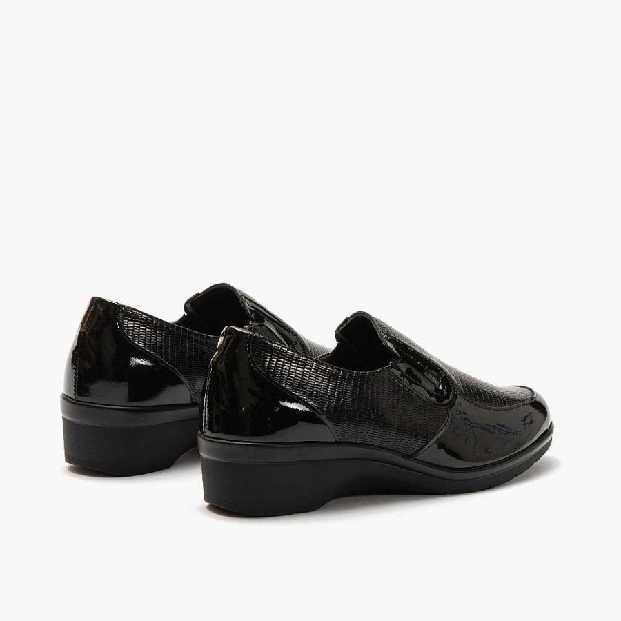 Woman Calzaro Comfort | Classic Ballerina Combined With Patent Leather 1014 Black