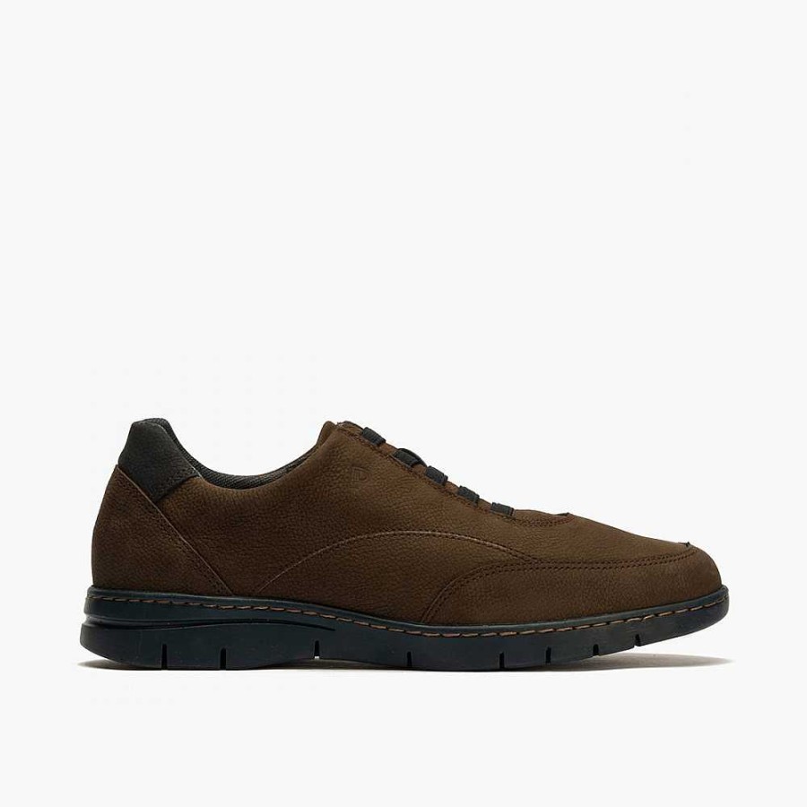 Men Calzaro Lace-up shoes | Men's Sports Shoes 4961 With Elastics and Brown Nubuck