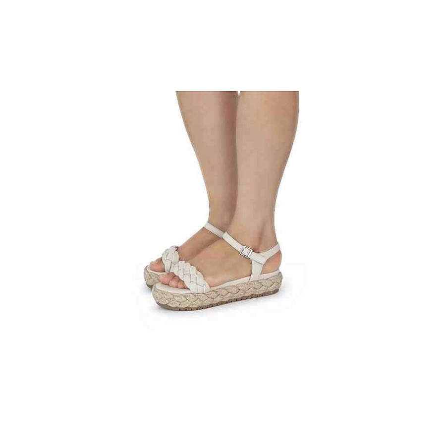 Women Calzaro Sandals|Espadrilles | Esparto Low Crib Sandal Amelie 50593 Beige Cream