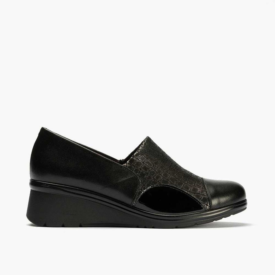 Women Calzaro Heeled shoes|Comfort | Crib 1622 Micro Lucido/Ark/Patent Black