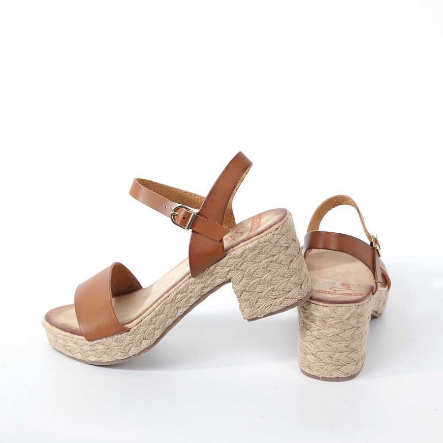 Women Calzaro Sandals|Espadrilles | Esparto 332 Leather Wide Heel Sandal