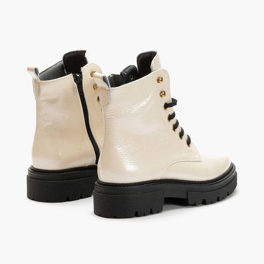 Women Calzaro Low boots and ankle boots | Cordon Sport Ankle Boot 1121 In White Patent Leather