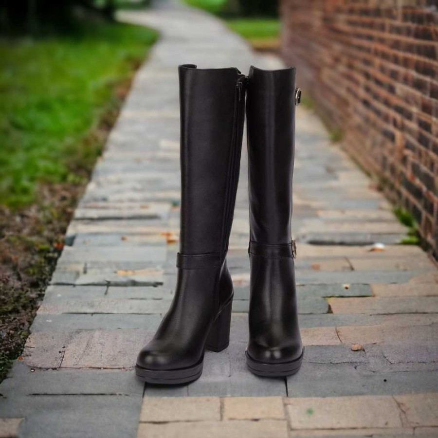 Women Calzaro Women's Boots and Ankle Boots|Low Boots and Ankle Boots|High Boots | Pilsen 001 Black Heeled Boot