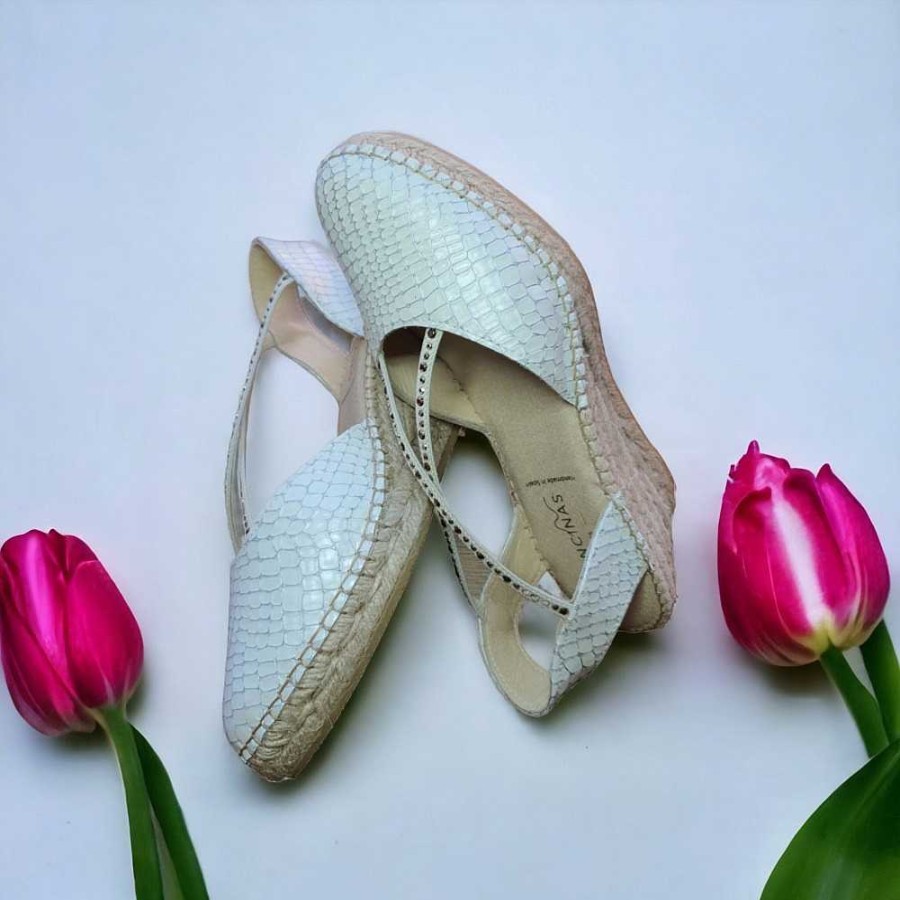 Women Calzaro Espadrilles | Esparto Leather Espadrilles 88 Criollo Hielo Silver