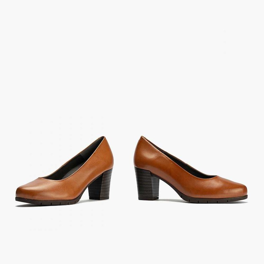 Women Calzaro Heeled shoes|Comfort | Salon Shoes 100 Tacon Tacon Tapas Light Brown Leather.