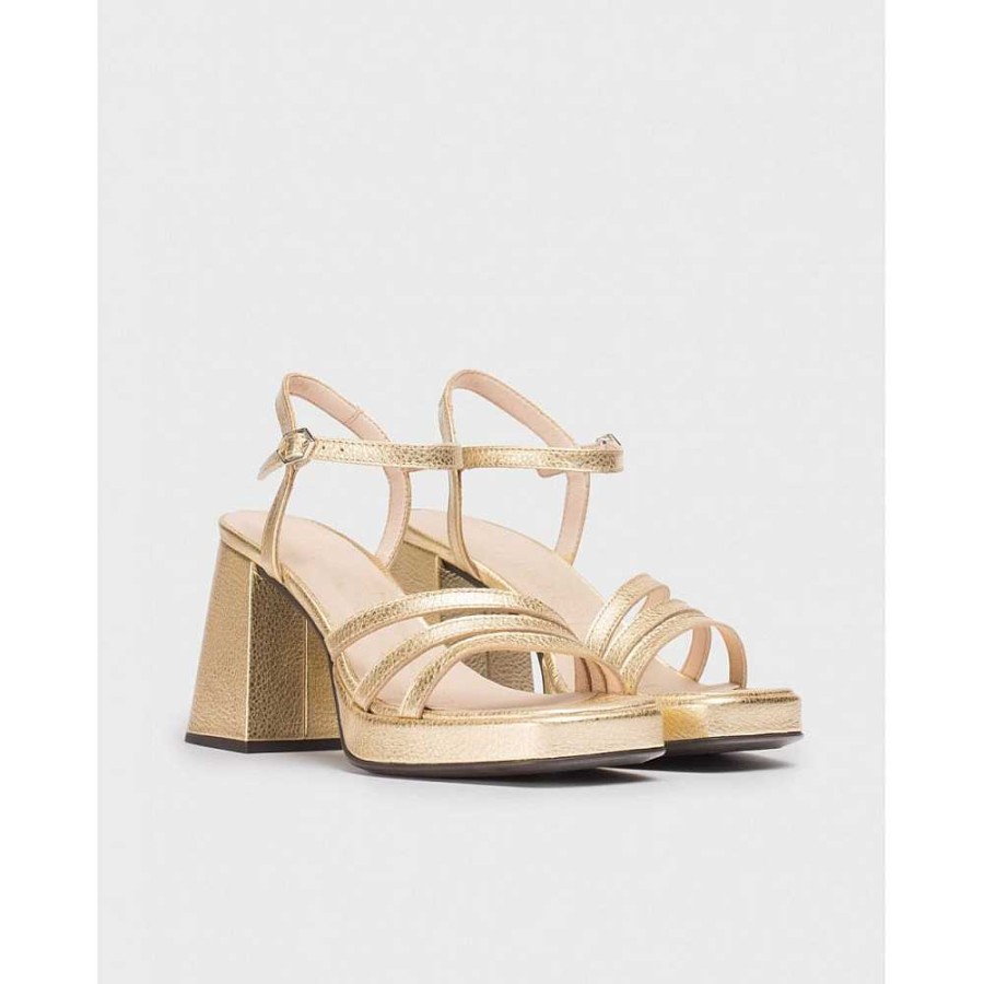 Women Calzaro Heeled shoes | Sandal Shoe Love 5303 Platinum Gold