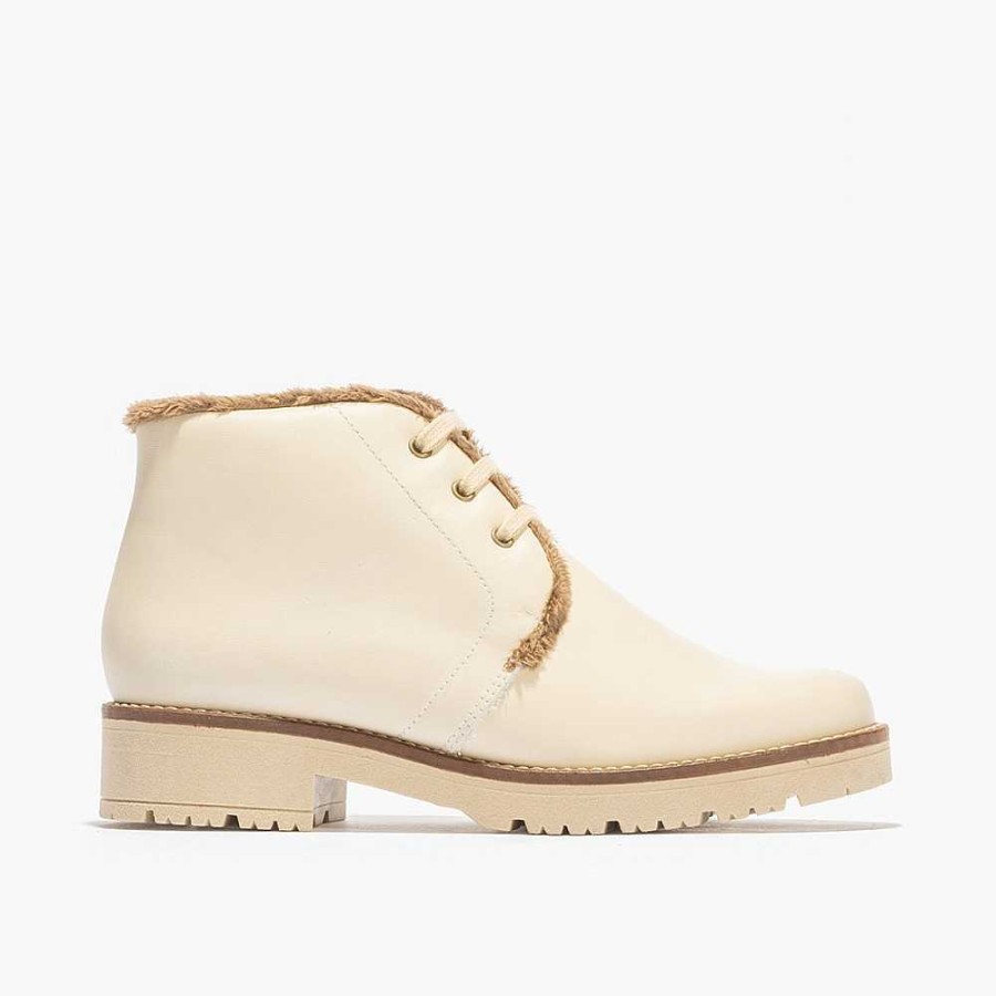 Women Calzaro Comfort|Casual|Fur Boots|Women's Boots and Ankle Boots | Ankle Boot 5374 Safari Hair For Women Ice Cream Color