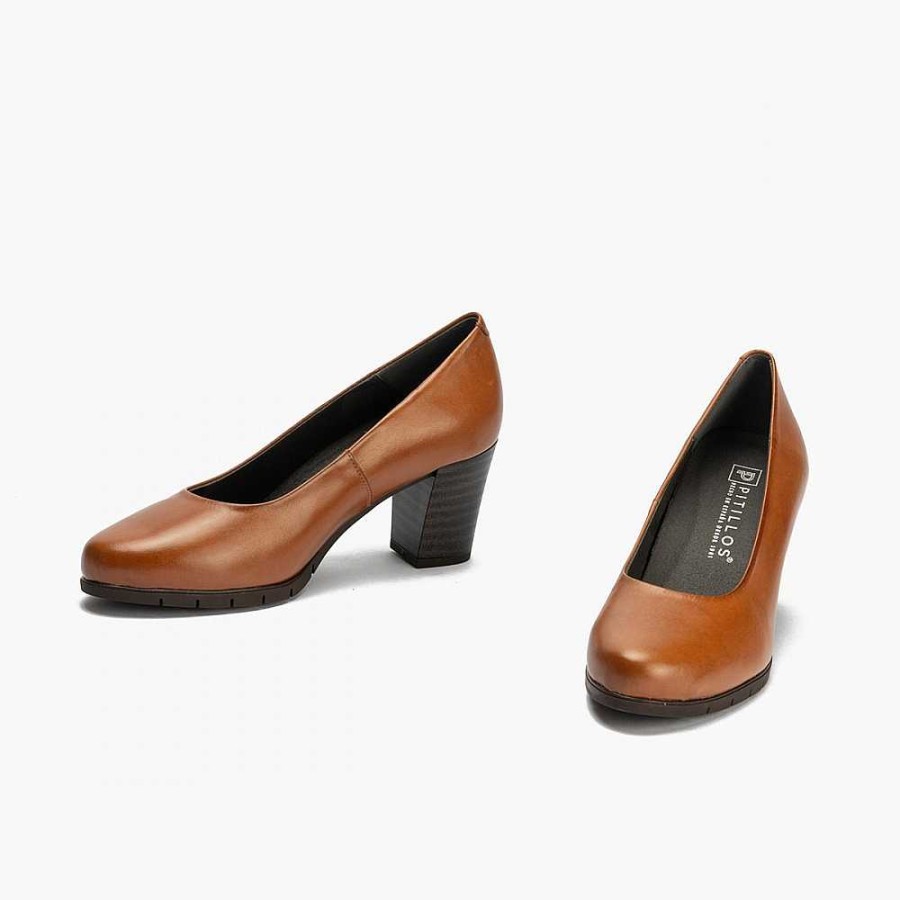 Women Calzaro Heeled shoes|Comfort | Salon Shoes 100 Tacon Tacon Tapas Light Brown Leather.