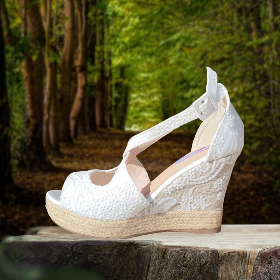 Women Calzaro Espadrilles | Esparto Cradle Sandal Jute Ona White