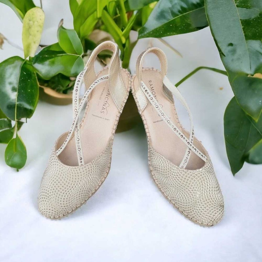 Women Calzaro Espadrilles | Esparto Leather Espadrilles 88 Twist Gold