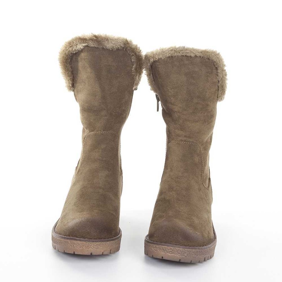 Women Calzaro Fur boots | Zipper Ankle Boot 2217 Khaki