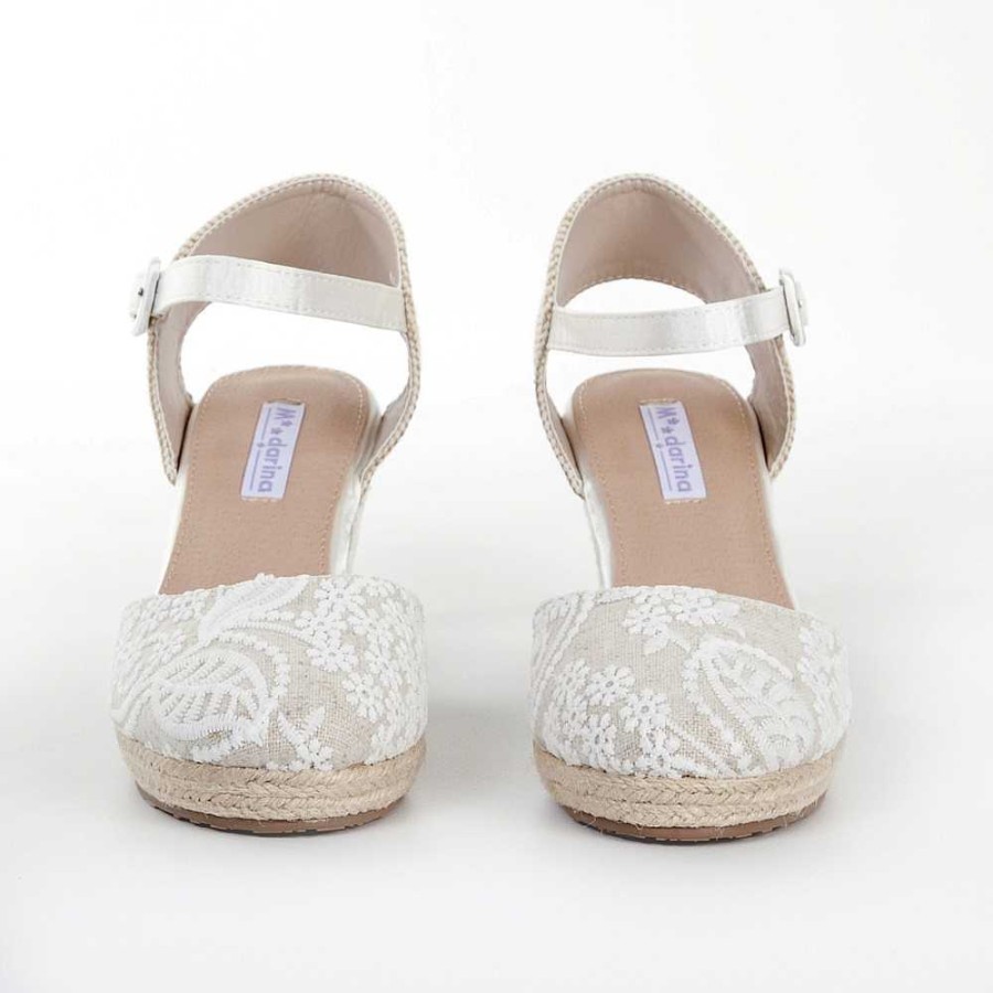 Women Calzaro Espadrilles | Esparto Sandal Crib Jute Sea White