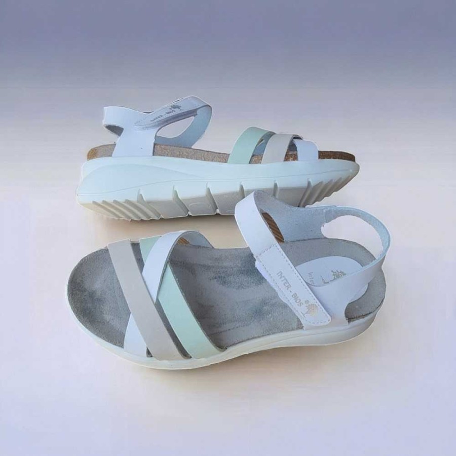 Women Calzaro Bios Sandals | Sandal 6911 In White, Gray And Apple.