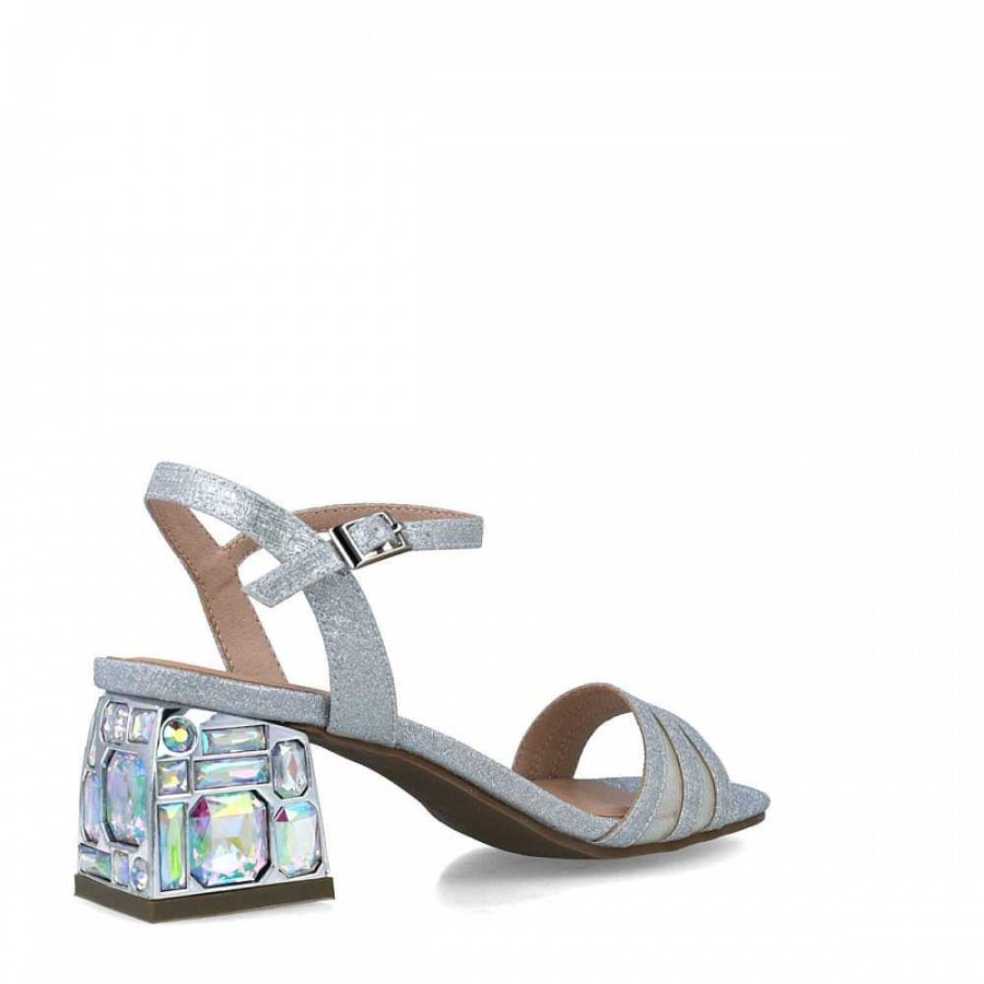 Women Calzaro Heeled shoes | Sandal Shoe 23474 Moldavite Silver