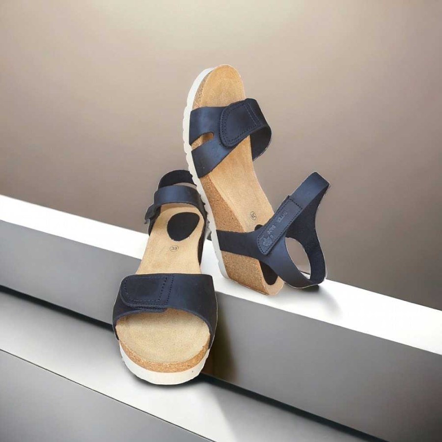 Women Calzaro Bios Sandals | Sandal 5611 Black Velcro.