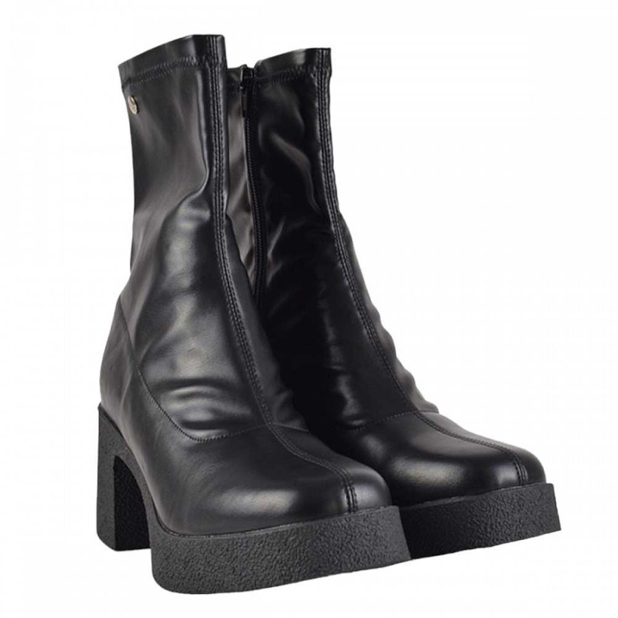 Women Calzaro Casual|Women's Boots and Ankle Boots | Napa Lycra High Ankle Boot 23209 Black