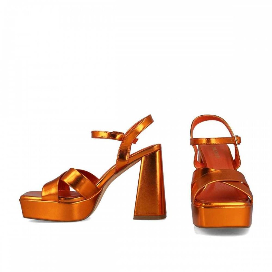 Women Calzaro Heeled shoes | Zapato Sandals Triangle 23948 Naranja