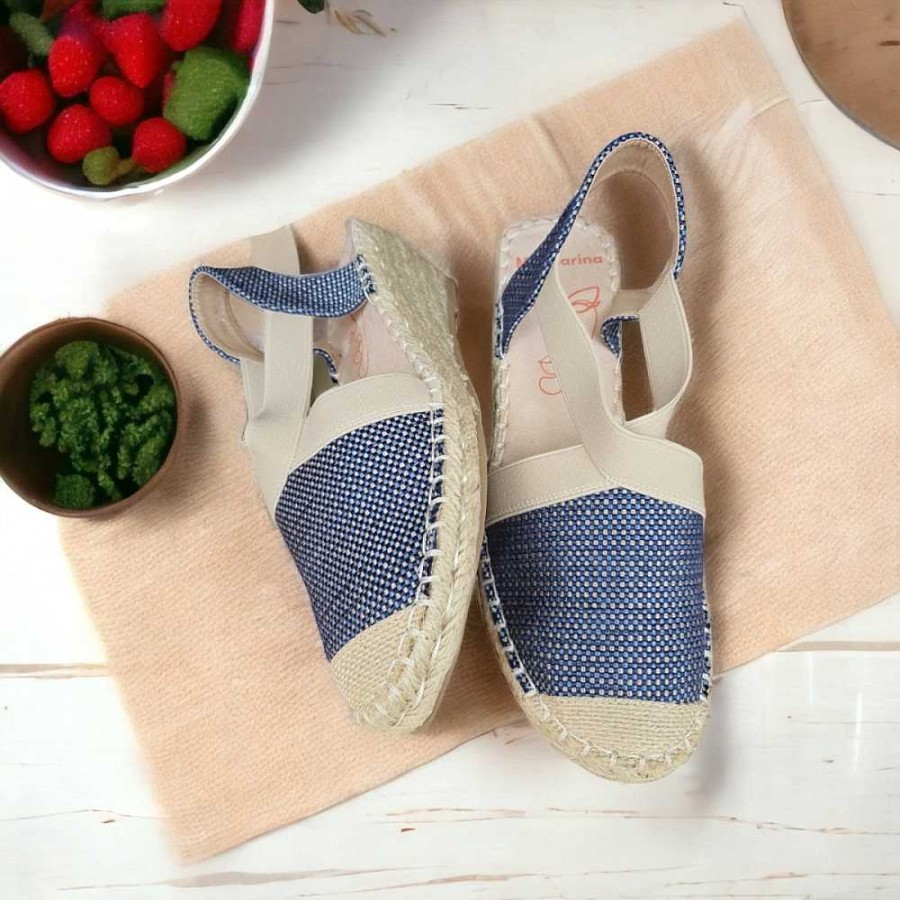 Women Calzaro Espadrilles | Half Jute Cradle Espadrille 750 Blue