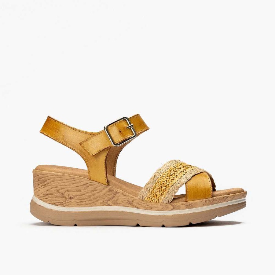 Women Calzaro Sandals | Cross Strap Sandal 5022 Mustard