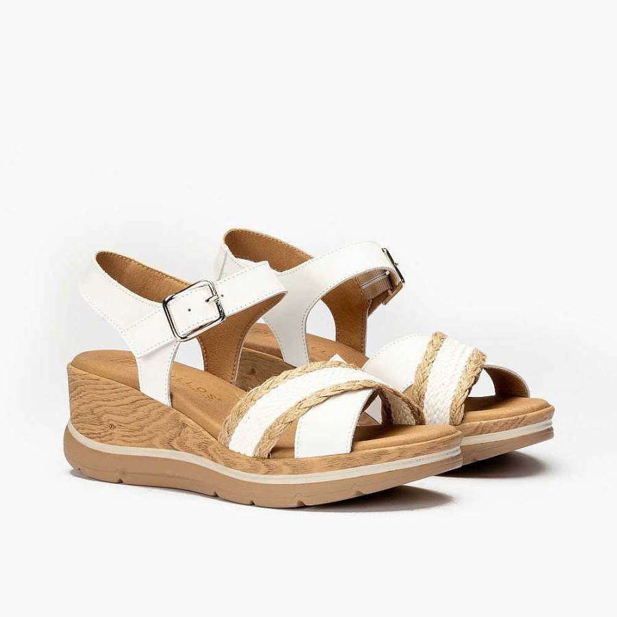 Women Calzaro Sandals | Crossed Shovel Sandal 5022 White