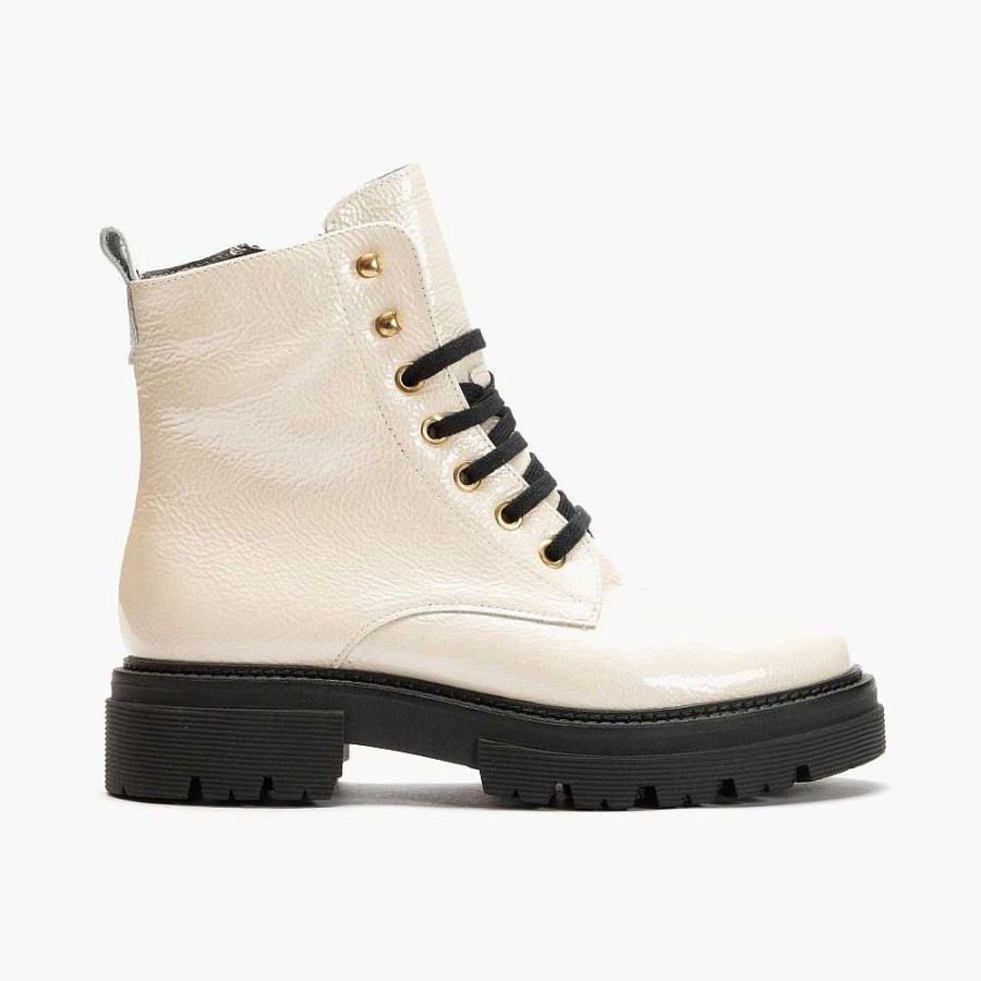 Women Calzaro Low boots and ankle boots | Cordon Sport Ankle Boot 1121 In White Patent Leather