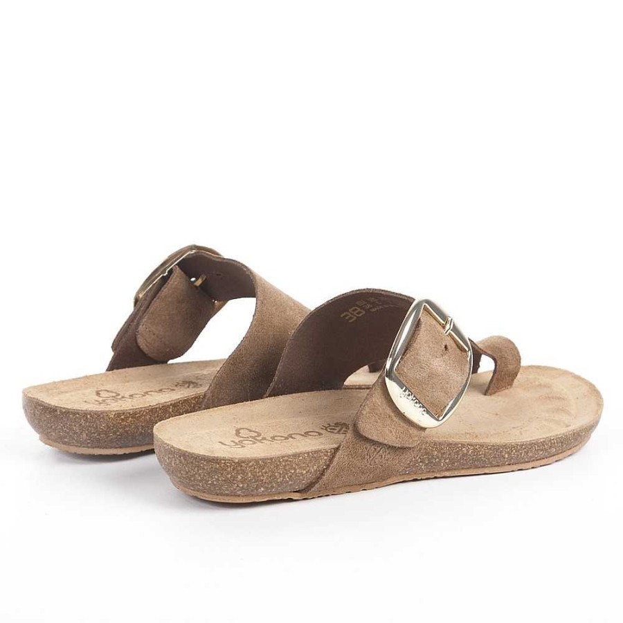 Women Calzaro Bios Sandals | Sandalia Plana Ibiza 205 Mink Beige