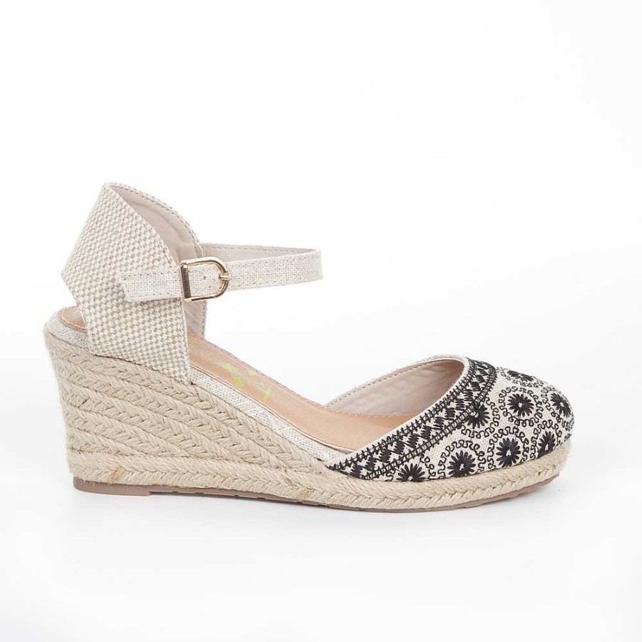 Women Calzaro Espadrilles | Esparto Cradle Jute Sandal 621 Black