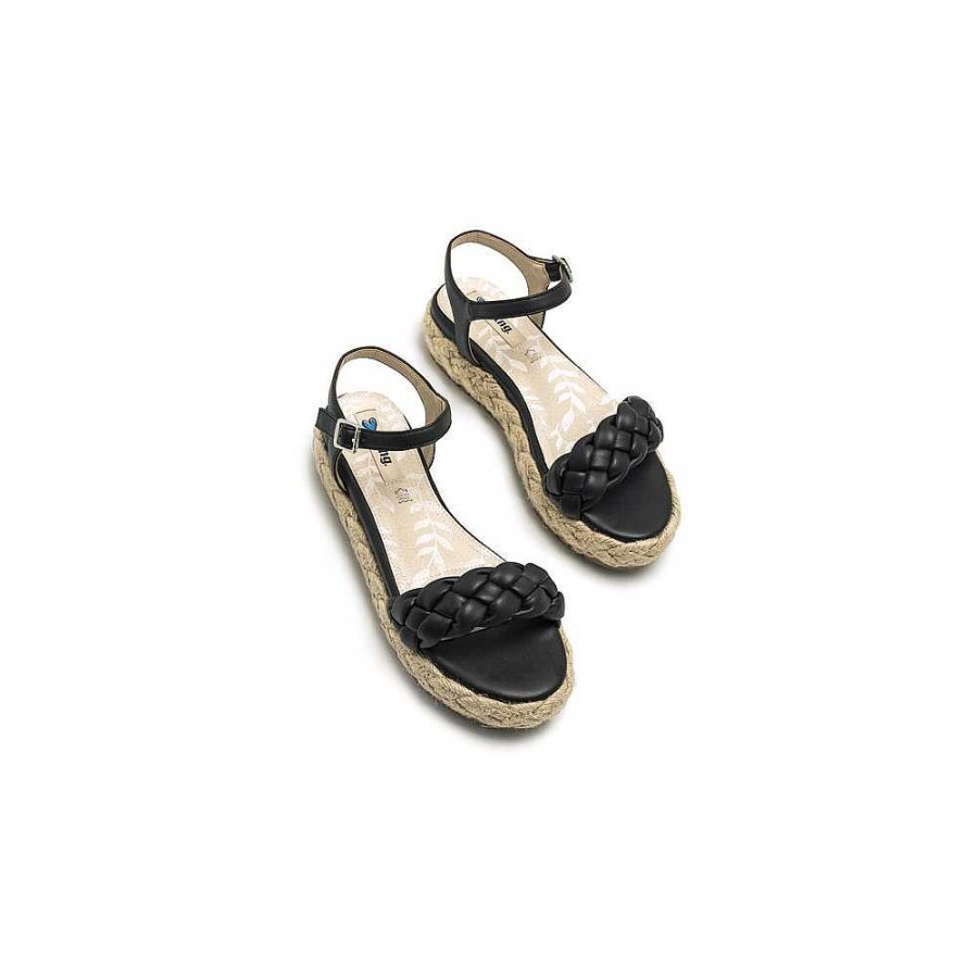 Women Calzaro Sandals|Espadrilles | Amelie Esparto Low Cradle Sandal 50593 Black