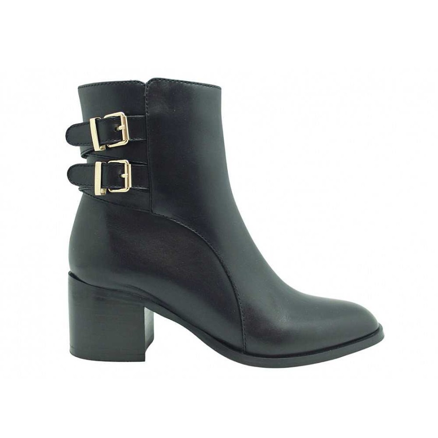 Women Calzaro Casual|Women's Boots and Ankle Boots | Boot 23927 Leather Heel Black